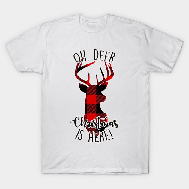 Oh, Deer Christmas is Here Reindeer T-Shirt by charlescheshire